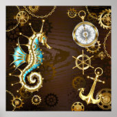 Holzboden mit mechanischem Seepferd Poster (Vorne)