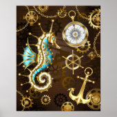 Holzboden mit mechanischem Seepferd Poster (Vorne)