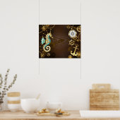 Holzboden mit mechanischem Seepferd Poster (Küche)