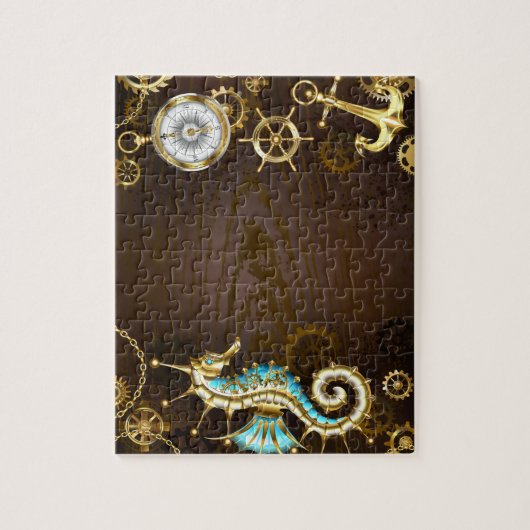 Holzboden mit mechanischem Seepferd Puzzle (Vertikal)