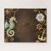 Holzboden mit mechanischem Seepferd Puzzle (Horizontal)