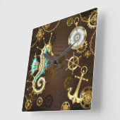 Holzboden mit mechanischem Seepferd Quadratische Wanduhr (Winkel)
