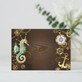 Holzboden mit mechanischem Seepferd RSVP Karte (Stehend Vorderseite)