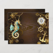 Holzboden mit mechanischem Seepferd RSVP Karte (Vorne/Hinten)