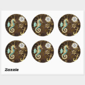 Holzboden mit mechanischem Seepferd Runder Aufkleber (Blatt)