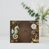 Holzboden mit mechanischem Seepferd Save The Date (Stehend Vorderseite)