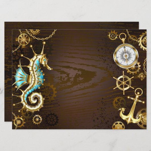 Holzboden mit mechanischem Seepferd Save The Date (Vorne/Hinten)