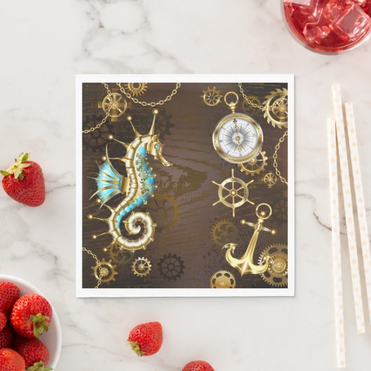 Holzboden mit mechanischem Seepferd Serviette (Beispiel)