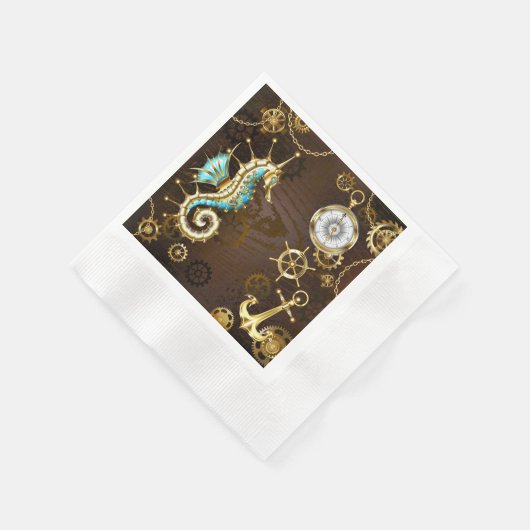 Holzboden mit mechanischem Seepferd Serviette (Ecke)