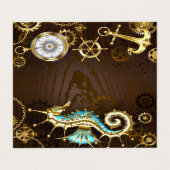 Holzboden mit mechanischem Seepferd Visitenkarten (Außenseite Aufgefaltet)