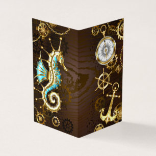 Holzboden mit mechanischem Seepferd Visitenkarten