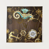 Holzboden mit mechanischem Seepferd Wandteppich (Vorderseite (Horizontal))