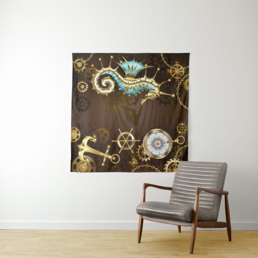 Holzboden mit mechanischem Seepferd Wandteppich (Beispiel (Horizontal))