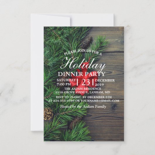 Holzboden mit Weihnachtsthema Einladung (Vorderseite)