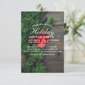 Holzboden mit Weihnachtsthema Einladung (Stehend Vorderseite)