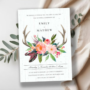 HOLZBOHO BLUSH ANTLER FLUSSLANDWEDDING EINLADUNG