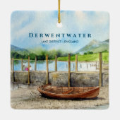 Holzboot am Derwentwater Lake District Cumbria Keramikornament (Rückseite)