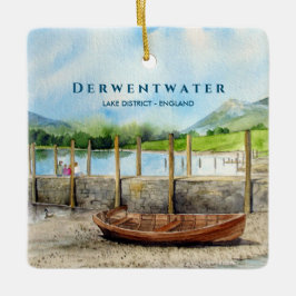 Holzboot am Derwentwater Lake District Cumbria Keramikornament