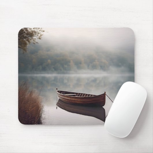 Holzboot am Friedlichen See Mousepad (Mit Mouse)