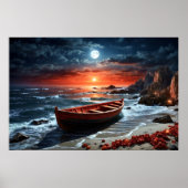 Holzboot am Meer Poster (Vorne)