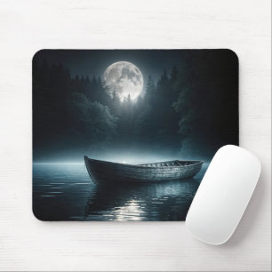 Holzboot am Mondlichtsee Mousepad