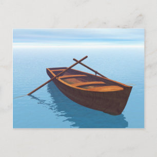Holzboot auf dem Wasser Postkarte