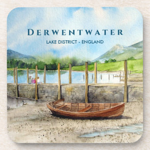 Holzboot auf Derwentwater Lake District Cumbria Getränkeuntersetzer