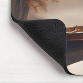 Holzboot auf Herbstsee Mousepad (Ecke)
