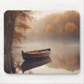 Holzboot auf Herbstsee Mousepad (Vorne)