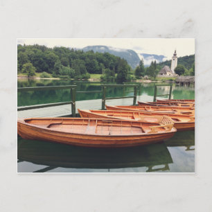 Holzboote im Bohinj-See, Slowenien Postkarte