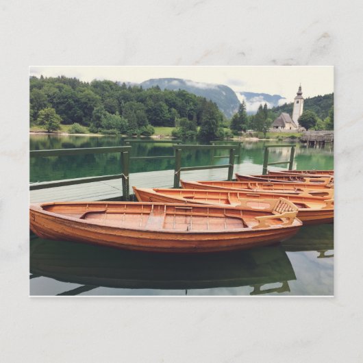 Holzboote im Bohinj-See, Slowenien Postkarte (Vorderseite)