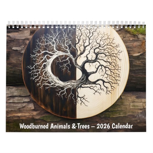 Holzbrand-Tiere & Bäume – 2026 Kalender (Titelbild)