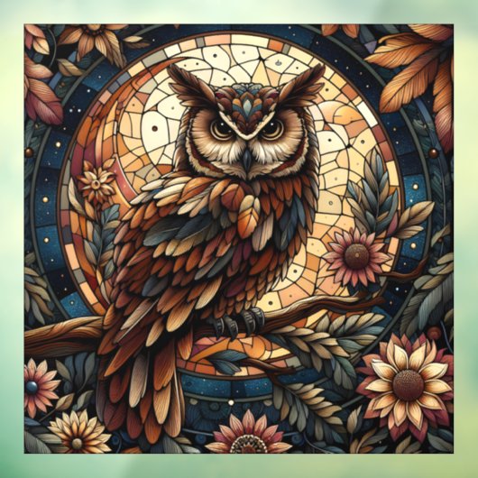 Holzbraunes Owl Glasfenster Fensteraufkleber (Blatt 3)