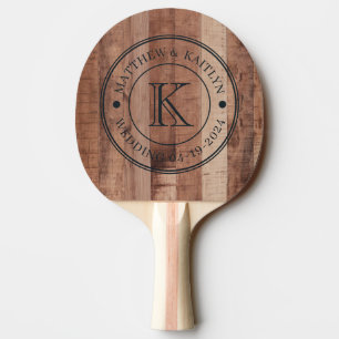 Holzbretter Hochzeitsmonogramm aus Palettenholz Tischtennis Schläger