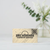 Holzbrettmuster und kreisförmige Säge Visitenkarte (Stehend Vorderseite)