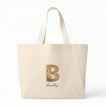 Holzbrief B Blume Monogramm Ruhestand Tote Bag