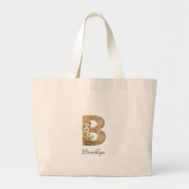 Holzbrief B Blume Monogramm Ruhestand Tote Bag Jumbo Stoffbeutel