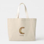 Holzbrief C Blume Monogramm Ruhestand Tote Bag Jumbo Stoffbeutel (Rückseite)