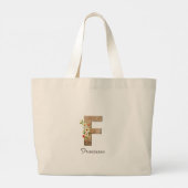 Holzbrief F Blume Monogramm Ruhestand Tote Bag Jumbo Stoffbeutel (Rückseite)