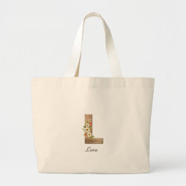 Holzbrief L Blume Monogramm Ruhestand Tote Bag Jumbo Stoffbeutel