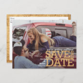 Holzbriefe Save the Date rustikal Save the Date Postkarte (Vorne/Hinten)