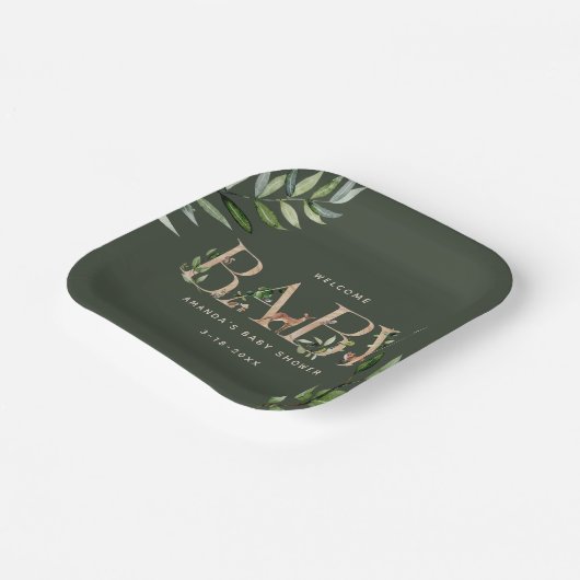 Holzbriefe Waldtiere Kinderdusche Pappteller (Gewinkelt)