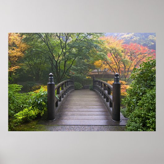Holzbrücke im japanischen Gartenposter Poster (Vorne)