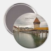 Holzbrücke Luzern Schweiz Magnet (Vorderseite/Rückseite)