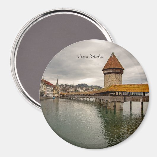 Holzbrücke Luzern Schweiz Magnet (Vorderseite/Rückseite)
