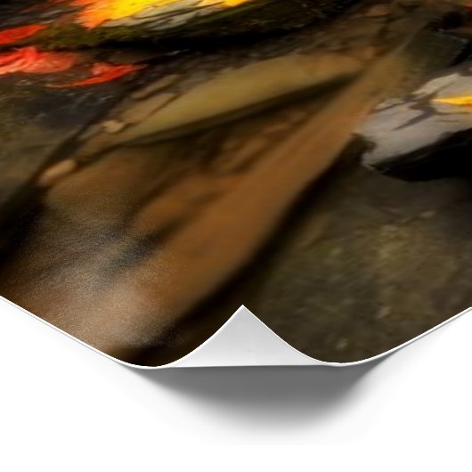 Holzbrücke und Bach im Herbst Poster (Ecke)