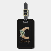 Holzbuchstabe, Monogramm C Gepäckstück Tag Gepäckanhänger (Vorderseite vertikal)