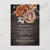 Holzburnt Orange Rose Terracotta Hochzeit Details Begleitkarte (Vorderseite)