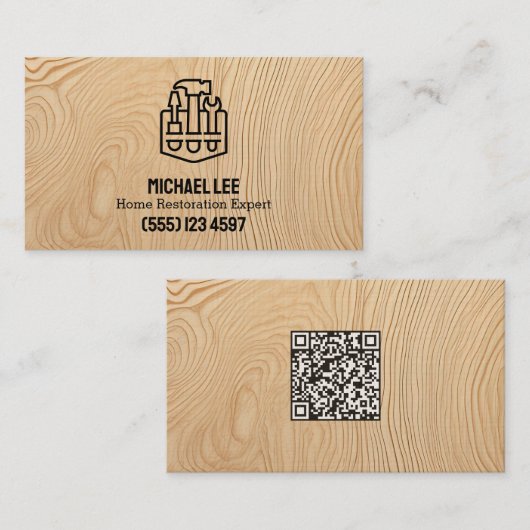 Holzdeck-Restaurierung Vcard QR Visitenkarte (Vorne/Hinten)