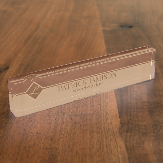 Holzdesign mit Logo Namensplakette (Seite)